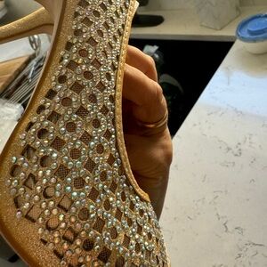 Worn once party shoes gold color with sparkly